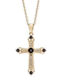 Sky Blue Topaz (1/3 ct. t.w.) & White (5/8 Cross 18" Pendant Necklace 14k Gold-Plated Sterling Silver (Also Citrine, Onyx, Perid