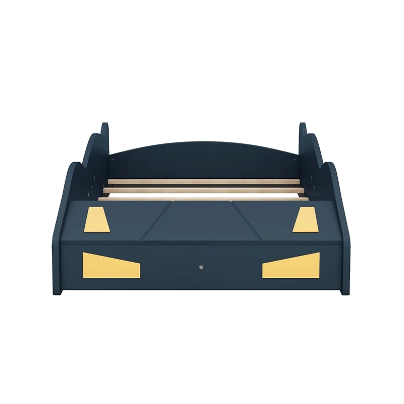 Streamdale Blue & Yellow Race Car Platform Bed with Storage