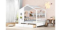 Streamdale Full-Size Wooden House Bed with Drawers and Storage