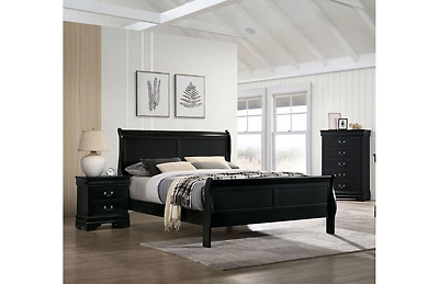 Streamdale Louis Philippe Queen Bed Solid Wood Sleigh Bed