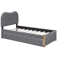 Simplie Fun Twin Size Upholstered Platform Bed With Wood Supporting Feet And Twin Size Trundle