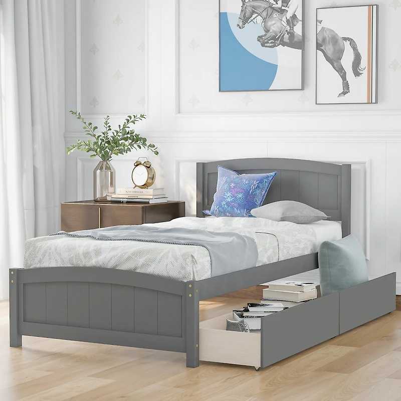Streamdale Twin Platform Bed With Two Drawers