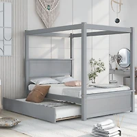 Streamdale Full Size Canopy Platform Bed with Trundle