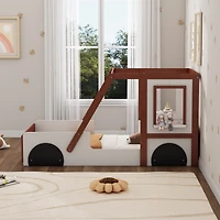 Simplie Fun Fun Play Design Twin Size Car Bed, Kids Platform Bed In Car-Shaped For Kids Boys Girls Teens Orange