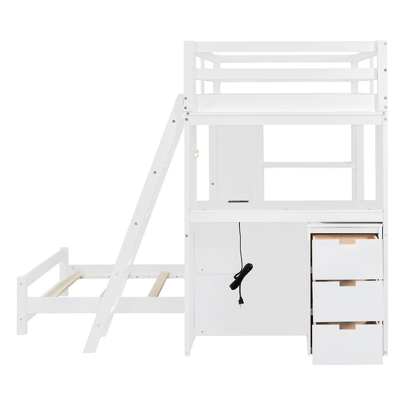 Streamdale Twin Over Bunk Bed With Led Light And Usb Ports