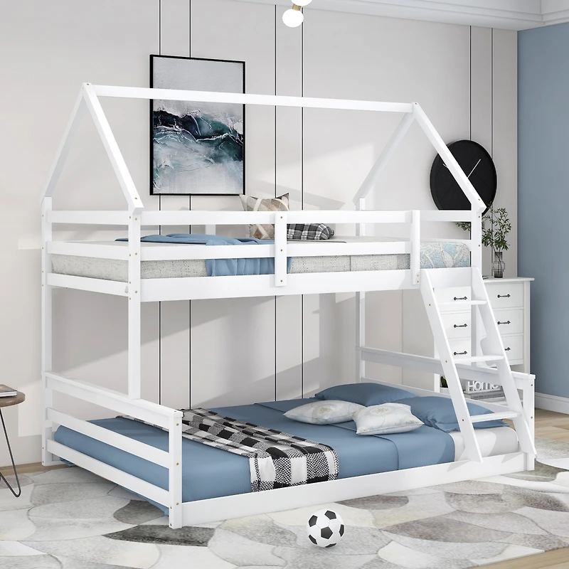 Streamdale Twin Over Full House Bunk Bed With Built-In Ladder