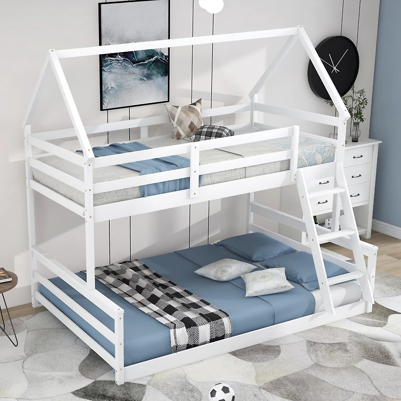 Streamdale Twin Over Full House Bunk Bed With Built-In Ladder
