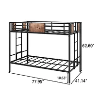 Streamdale Twin/Twin Metal Bunk Bed with Guardrail