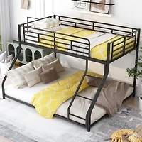Simplie Fun Metal Floor Bunk Bed, Twin Xl Over Queen