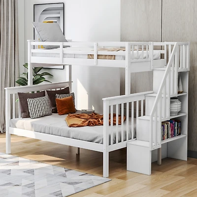 Streamdale Twin-Over-Full Bunk Bed with Storage and Guardrails