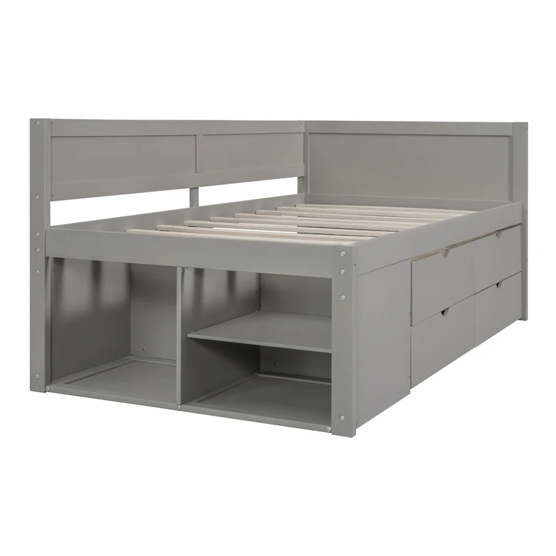 Streamdale Twin Daybed With Drawers And Shelves, Gray