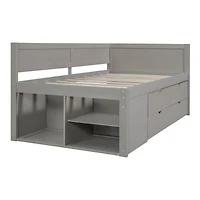 Streamdale Twin Daybed With Drawers And Shelves, Gray