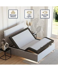 Clara Clark Adjustable Head & Foot Zero Gravity Massage Bed Base - with Wireless Remote, Usb Ports, Led Light - Queen