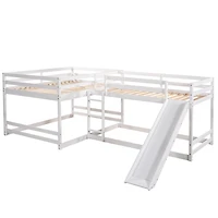 Streamdale Full And Twin L-Shaped Bunk Bed With Slide Short Ladder