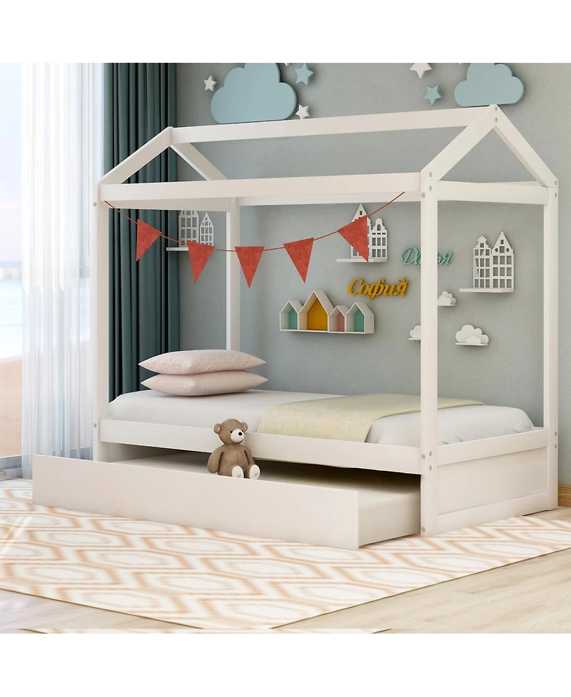 Simplie Fun House Bed With Trundle, Can Be Decorated Twin