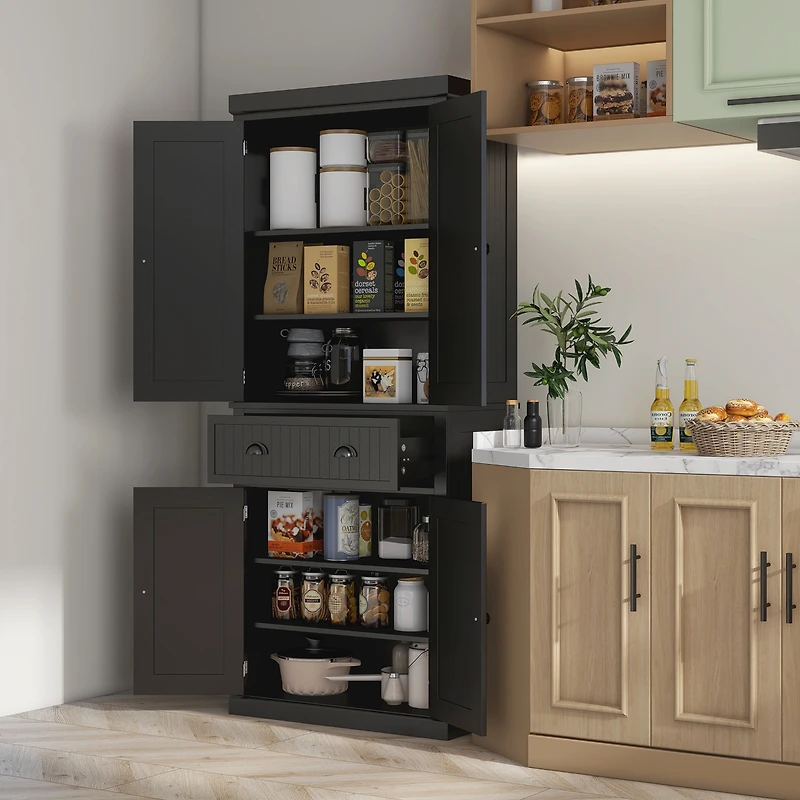 Homcom 72" Kitchen Pantry Storage Cabinet with Drawer, Adjustable Shelves