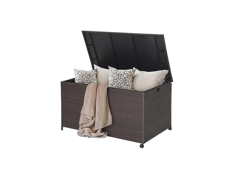 Slickblue Outdoor Wicker Storage Box with Zippered Liner