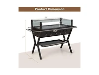 Slickblue Barbecue Charcoal Grills with Wind Guard Seasoning Racks-Black
