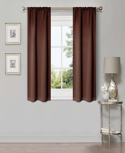 Superior Solid Classic Modern Wrinkle Resistant Room Darkening -Piece Curtain Set with Rod Pocket