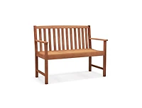 Slickblue 2-Seat Patio Wood Bench with Cozy Armrests and Backrest