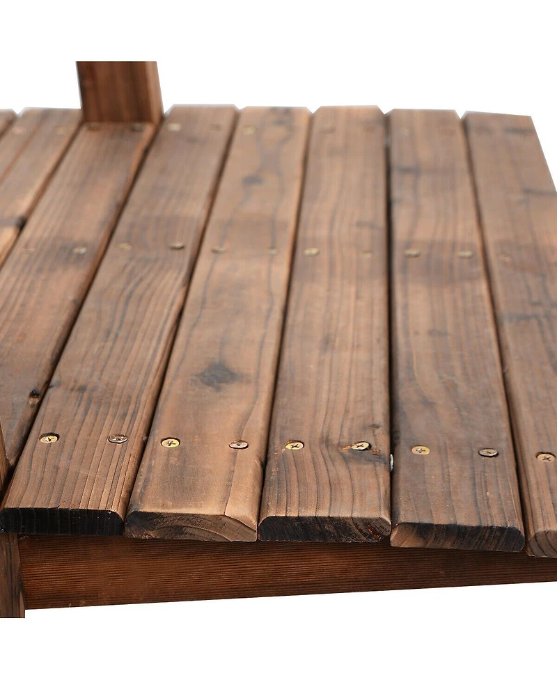 Slickblue 5' Wooden Garden Bridge Arc Stained Finish Footbridge Decorative