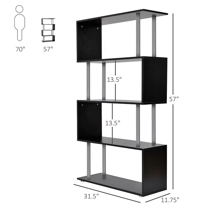 Homcom Bookshelf Bookcase Shelf Storage Wood Furniture Home Office Modern