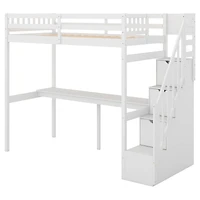 Streamdale Twin Size Loft Bed With Storage Staircase And Built-In Desk