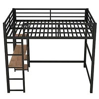 Simplie Fun Full Size Metal Loft Bed With Built-In Desk And Storage Shelves