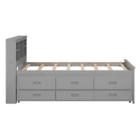 Streamdale Twin Bed with Storage Headboard, Trundle and Drawers