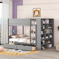 Streamdale Full Over Bunk Bed With 2 Drawers And Multilayer Cabinet