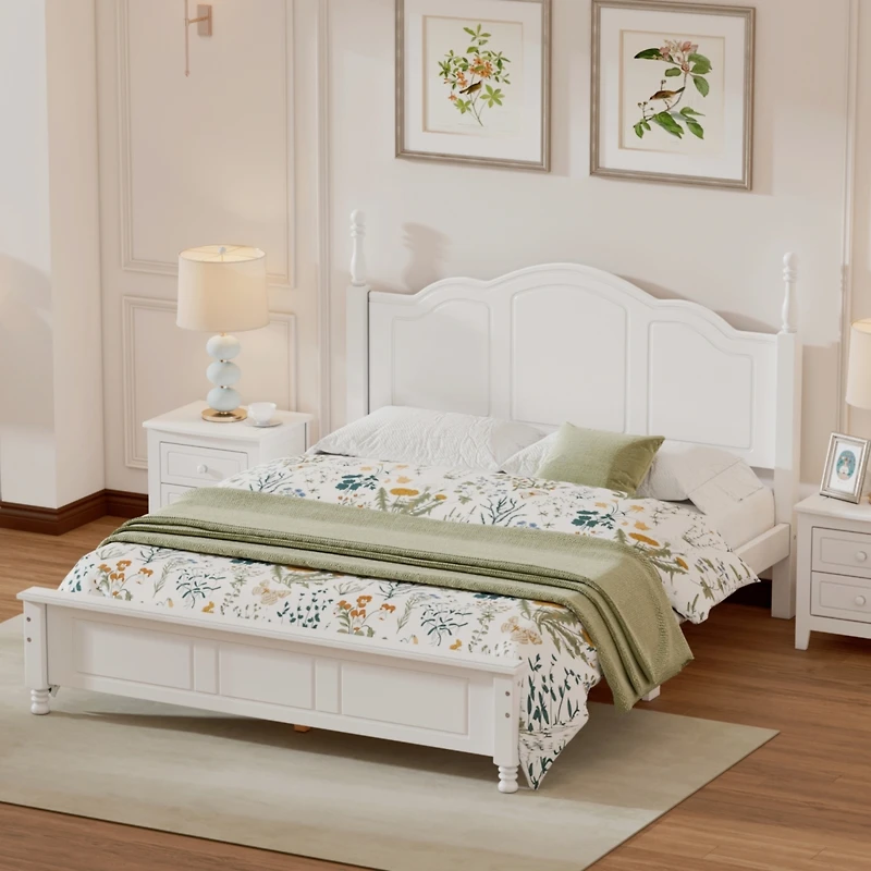 Streamdale Retro Style Queen Wood Bed Frame with Slat Support