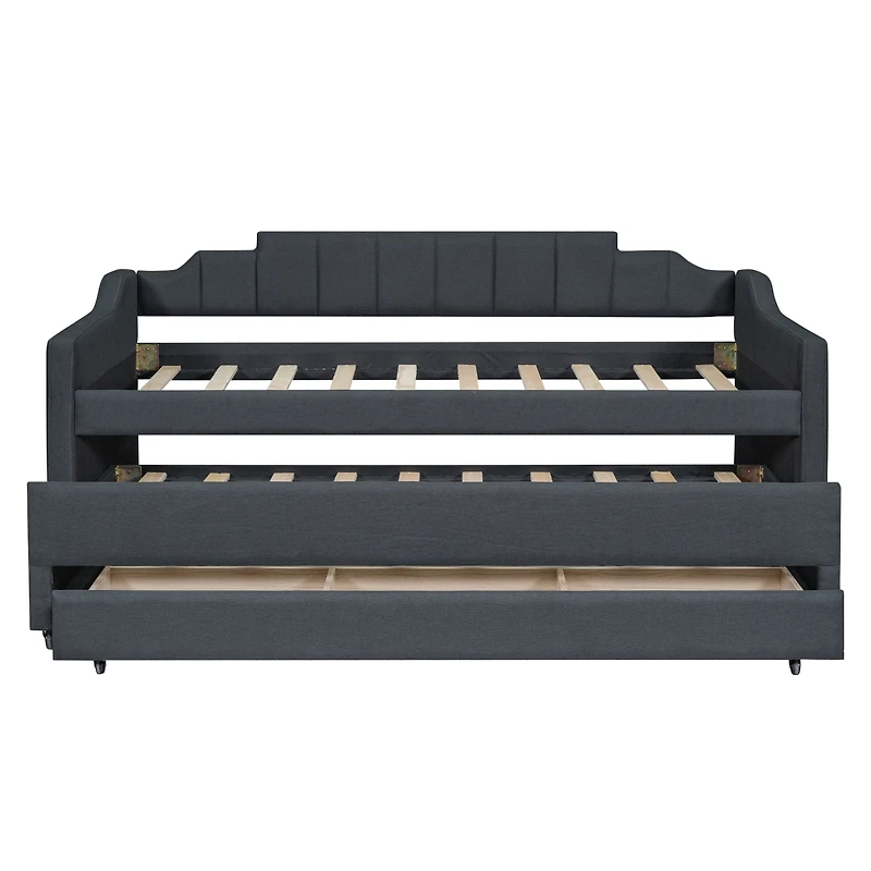 Streamdale Twin Size Upholstered Daybed With Trundle And Three Drawers