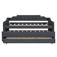 Streamdale Twin Size Upholstered Daybed With Trundle And Three Drawers