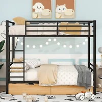 Simplie Fun Metal Full Size Convertible Bunk Bed With 2 Drawers