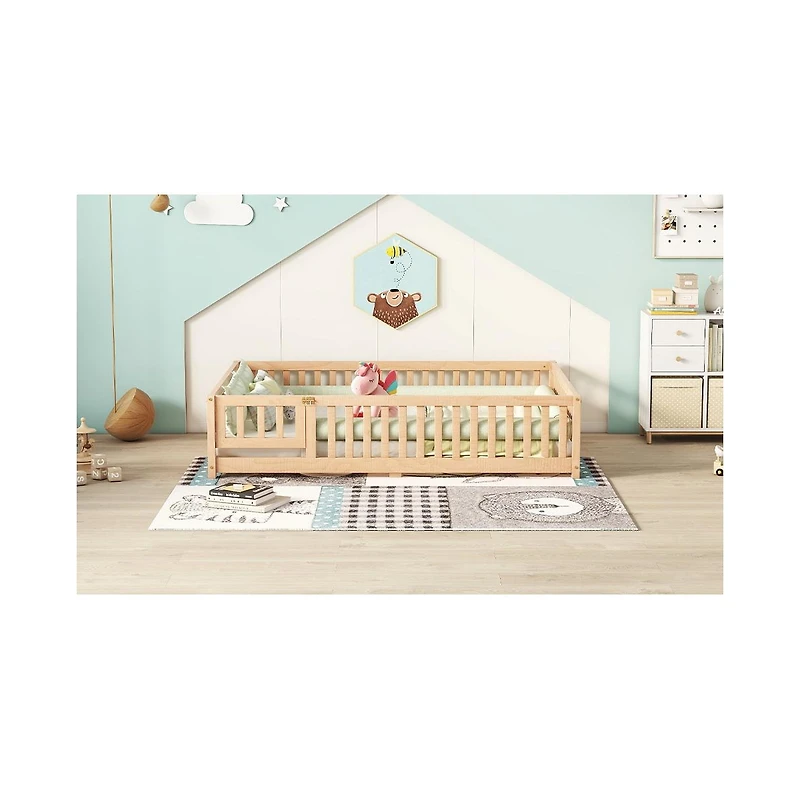Streamdale Natural Floor Bed with Safety Rails for Kids