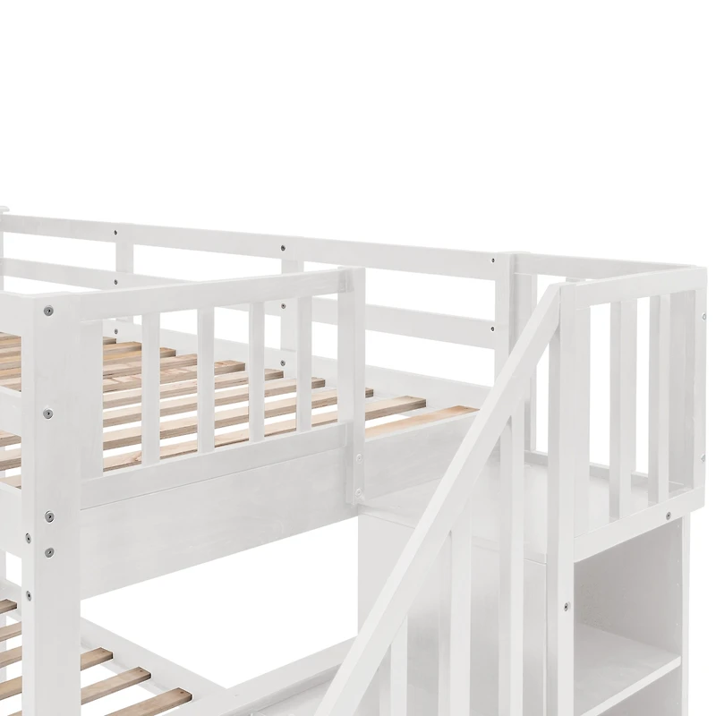 Streamdale Stairway Twin Over Full Bunk with Storage and Rail
