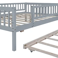 Streamdale Full Wood Daybed With Trundle And Fence Guardrails