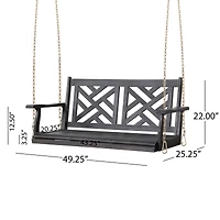 Simplie Fun Acacia Wood Porch Swing with Classic Slatted Seating