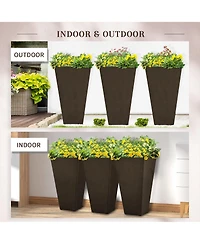 Tall Square Planter with Drainage Holes, Indoor and Outdoor