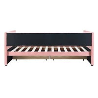 Streamdale Twin Size Corduroy Daybed With Two Drawers And Wood Slat