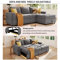 Streamdale Furniture Modern Chenille Fabric Corner Sofa Bed with Storage