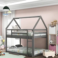 Streamdale Furniture Twin Over Low Bunk Bed, House Bed With Ladder