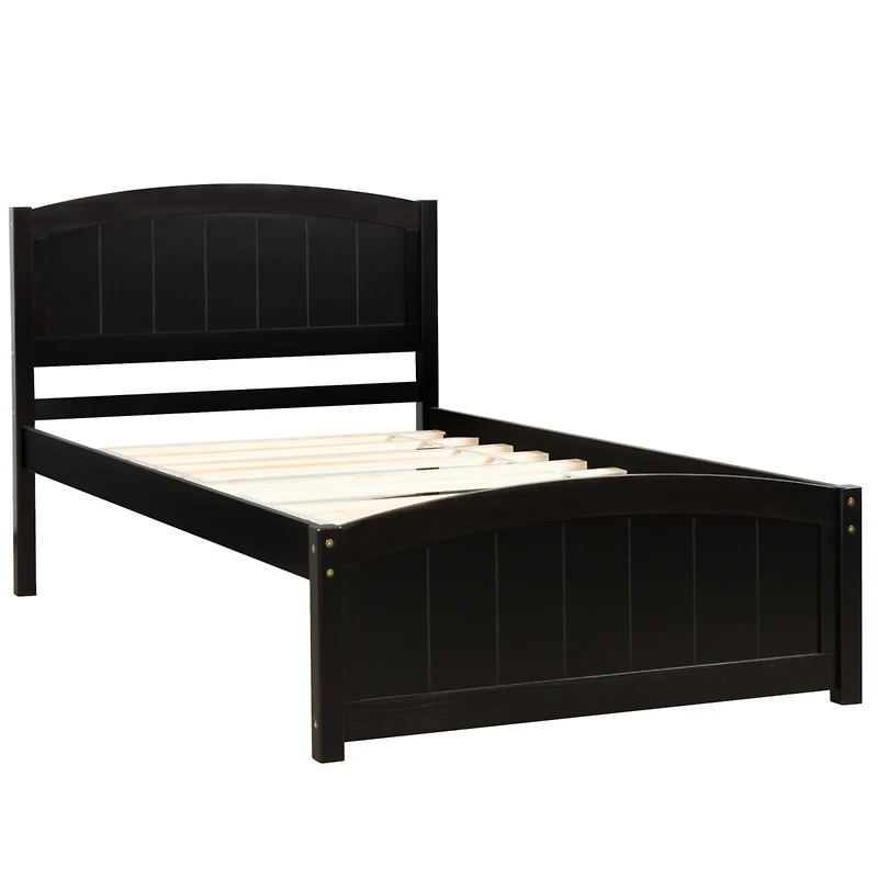 Streamdale Wood Platform Bed With Headboard, Footboard And Slat Support Twin
