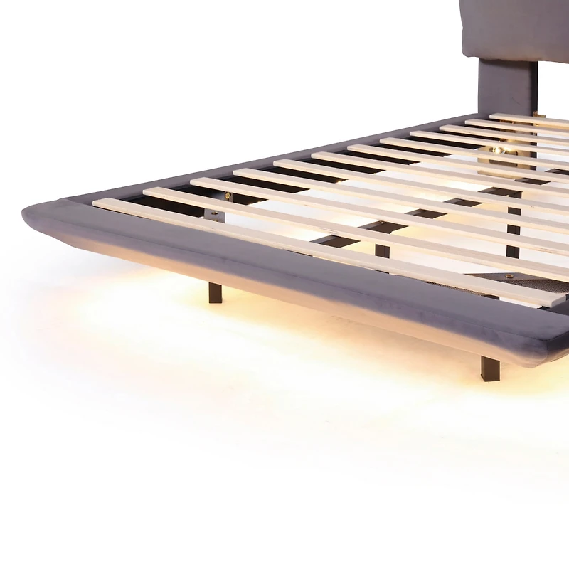 Streamdale Full Size Platform Bed with Sensor Light, Backrests, Usb Ports