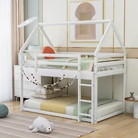 Streamdale Furniture Twin Over Low Bunk Bed, House Bed With Ladder
