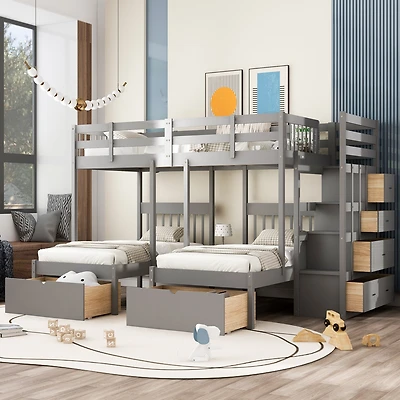 Streamdale Triple Bunk Bed with Drawers and Rails