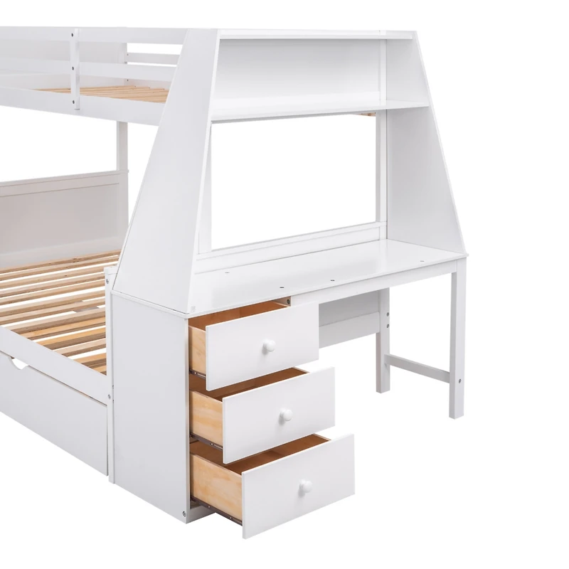 Streamdale 3-in-1 Bunk Bed with Desk, Trundle & Storage