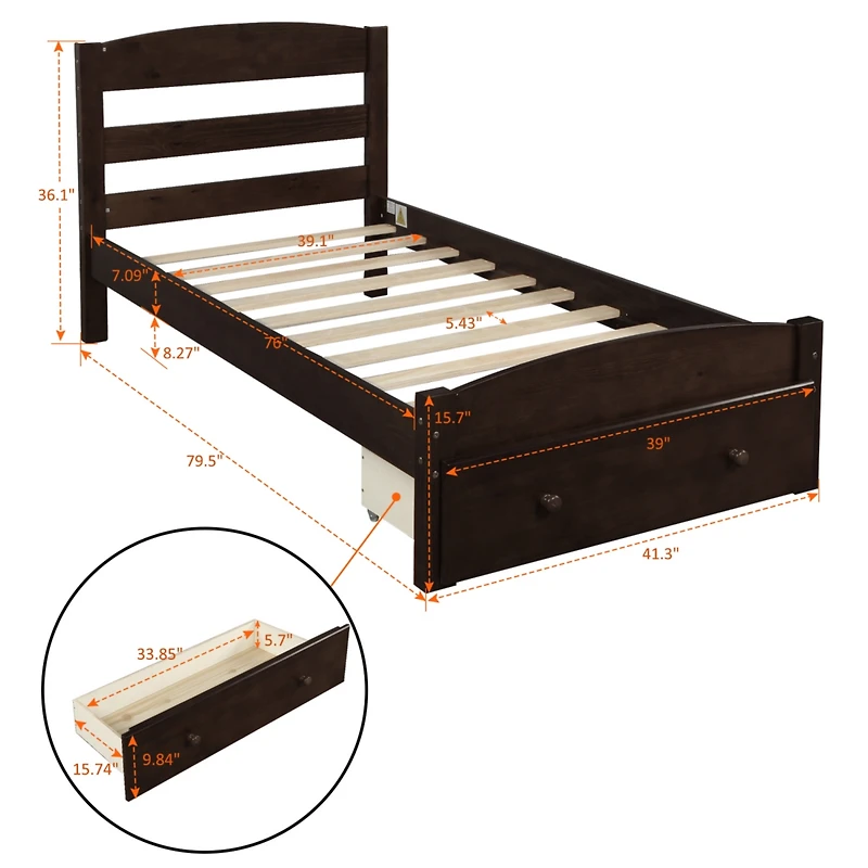 Streamdale Twin Storage Platform Bed Frame