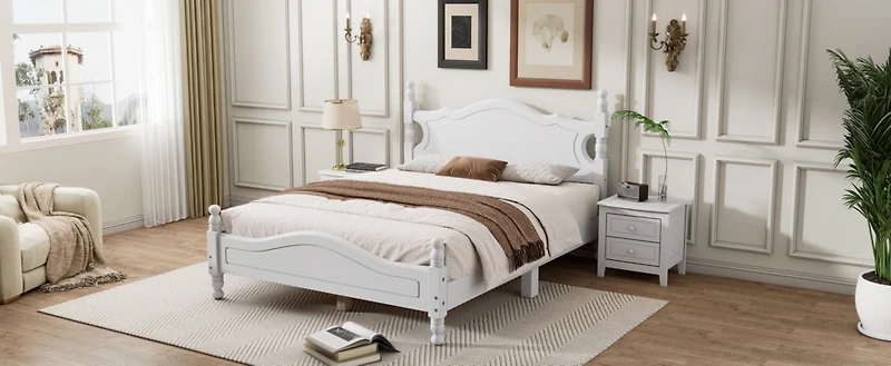 Streamdale Retro Platform Bed with Wooden Slat Base