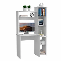 Streamdale Marston 6-Shelf Writing Desk With Built-In Bookcase Wengue